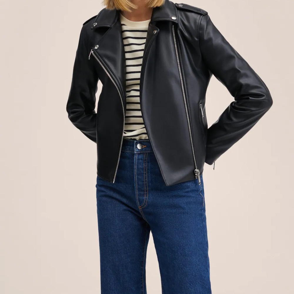 Faux leather mango jacket
